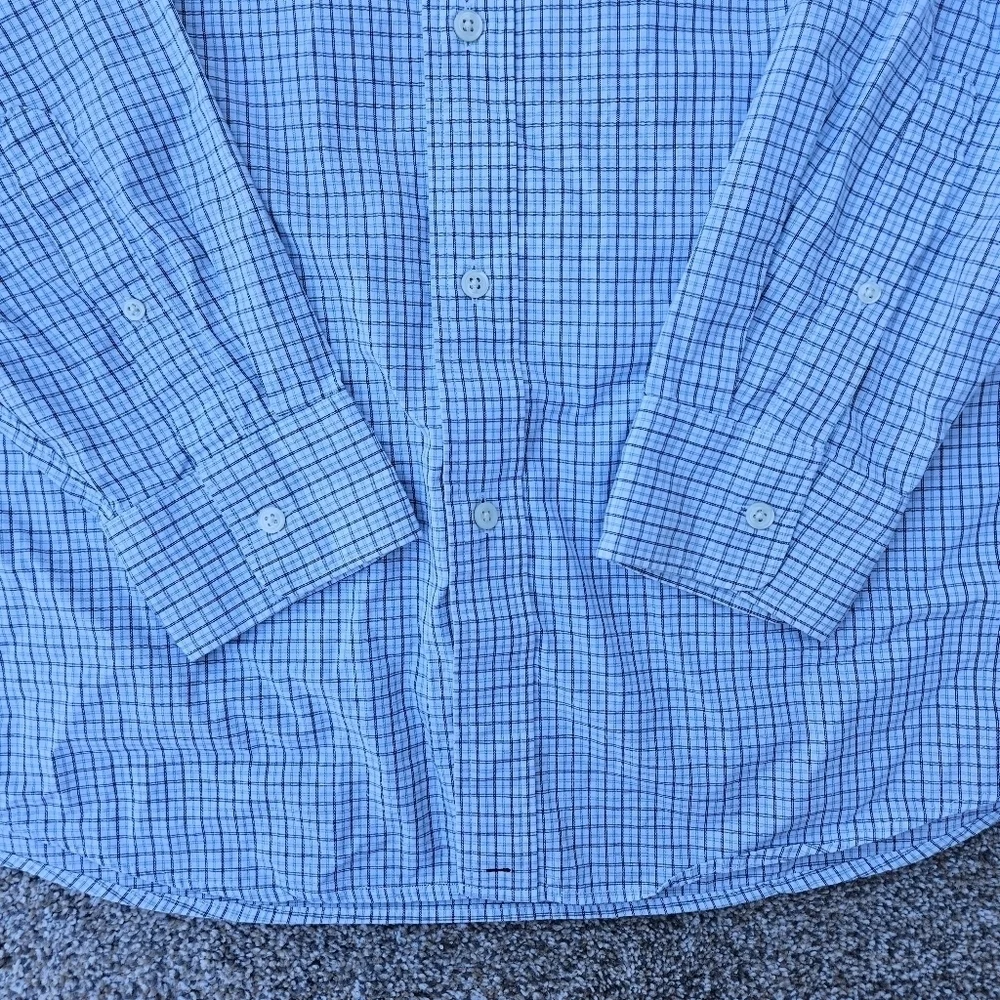 J Crew 80s 2 Ply Cotton LS Button Down Blue White Plaid Shirt Mens Large 16-16.5